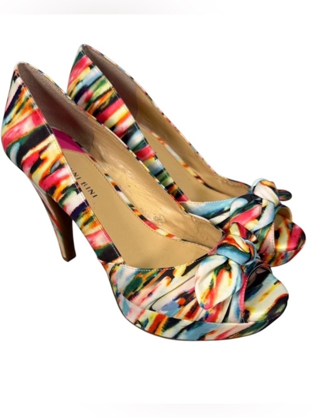 Gianni Bini Platform Heels 9.5 Vibrant Multicolor Peep Toe